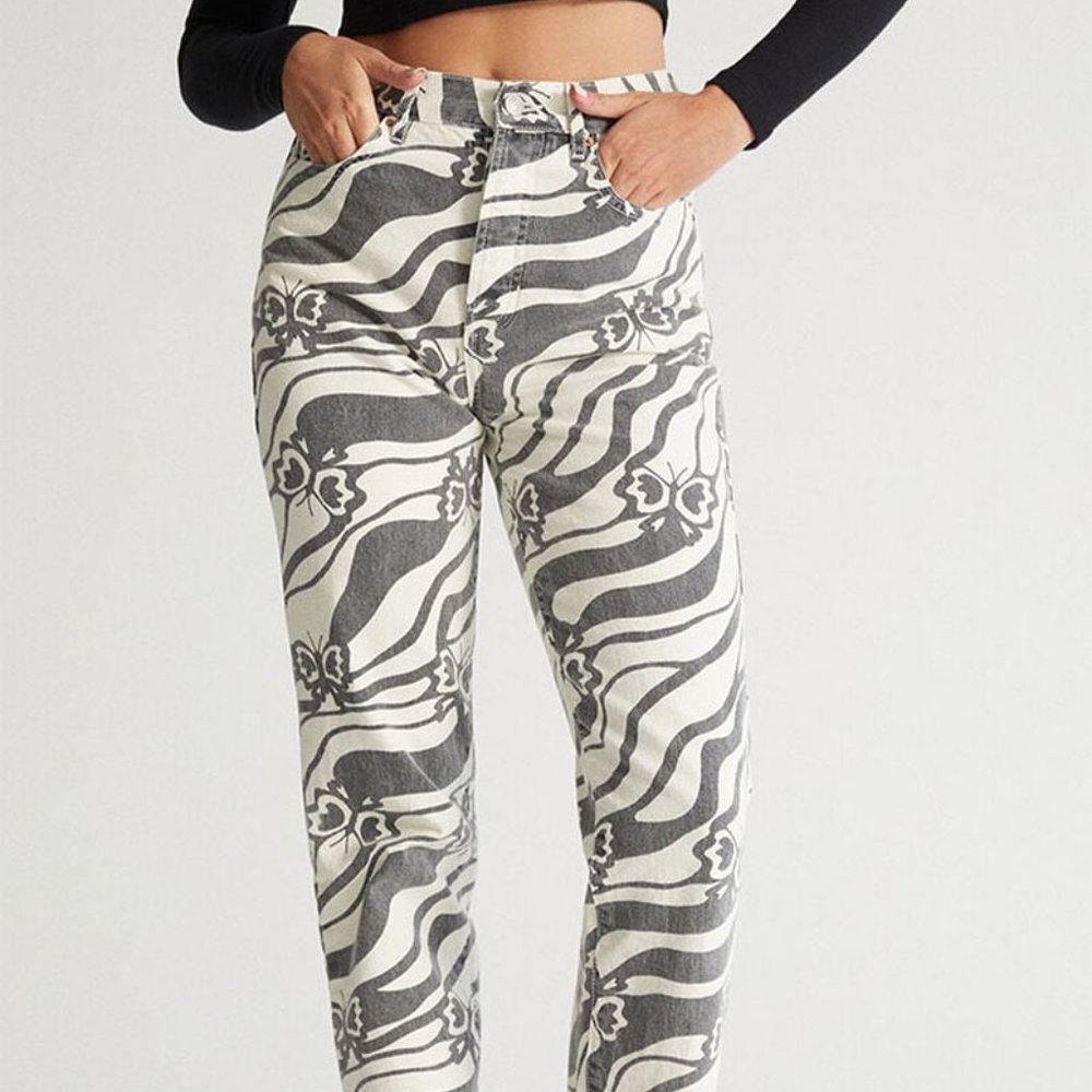 PACSUN Eco Trippy Butterfly Dad Jeans